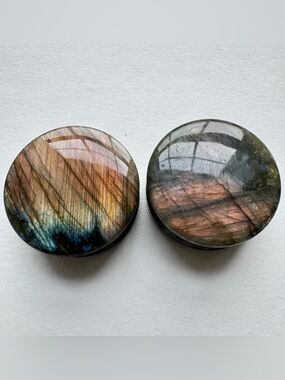 Labradorite Stone Saddle Plugs Size 25mm 1" Gauges Alternative Goth Body Jewelry